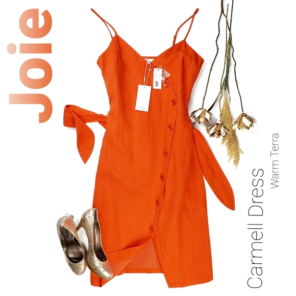 Joie Dresses & Skirts - New JOIE Carmell  Warm Terra Orange Linen Dress S